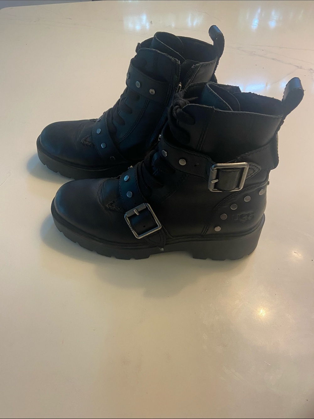 UGG women’s Black Buckle Lace-Up Ankle Boots